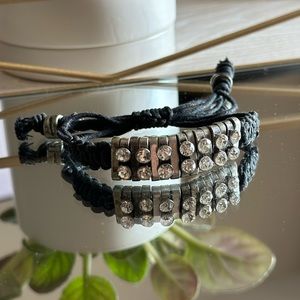 Crystal and cord adjustable bracelet